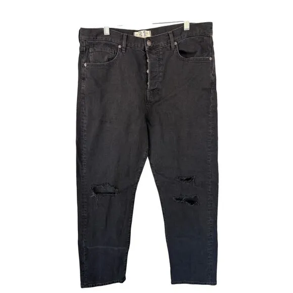 NWT Free People We the Free Boyfriend Bren Distressed Black Magic Jeans Women 31