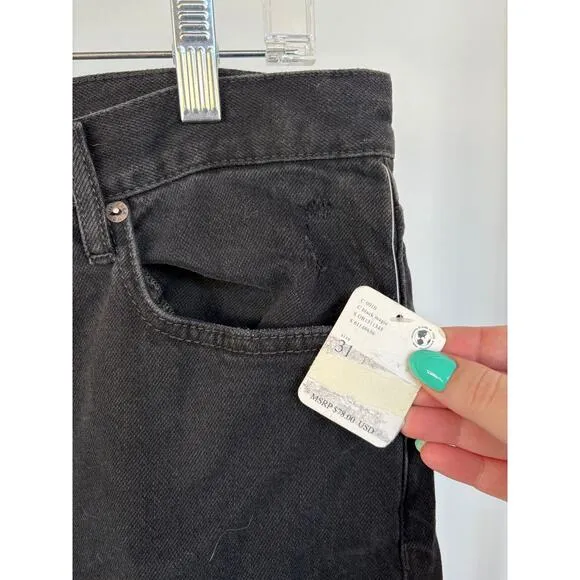 NWT Free People We the Free Boyfriend Bren Distressed Black Magic Jeans Women 31