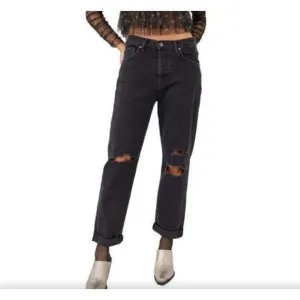 NWT Free People We the Free Boyfriend Bren Distressed Black Magic Jeans Women 31