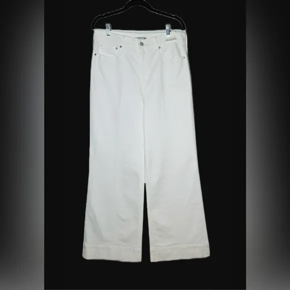 NWT J. Crew Wide-Leg Denim Trouser in White, High Rise, Wide Cuffs Sizes 30 &amp; 32