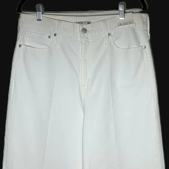 NWT J. Crew Wide-Leg Denim Trouser in White, High Rise, Wide Cuffs Sizes 30 &amp; 32