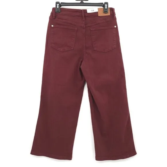 NWT Judy Blue Eva High Rise Tummy Control Burgundy Wide Leg Crop Jeans Size 7/28