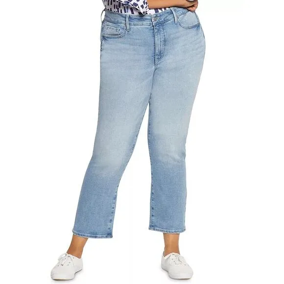 NYDJ Plus Size Marilyn Easley Wash High Rise Straight Ankle Jeans SZ 18