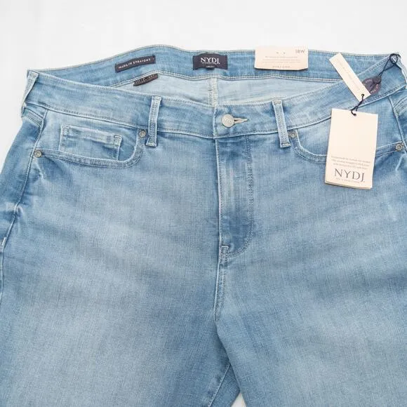 NYDJ Plus Size Marilyn Easley Wash High Rise Straight Ankle Jeans SZ 18