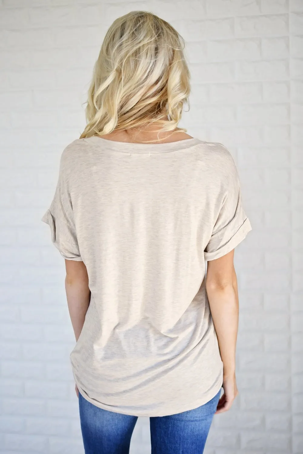Oatmeal V-Neck Pocket Tee