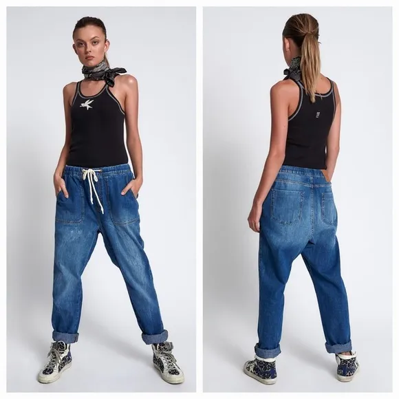 ONE TEASPOON Shabbies Relaxed Drawstring Boyfriend Jeans Size Medium