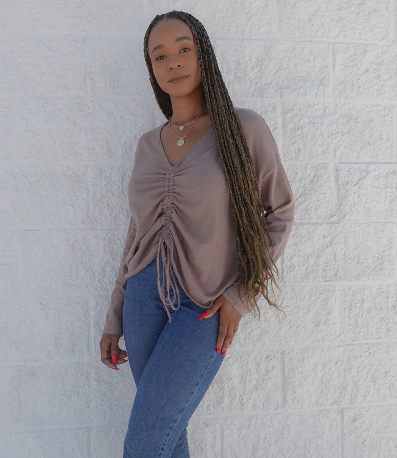 Ophelia Ruched Long Sleeve(Coco Brown)