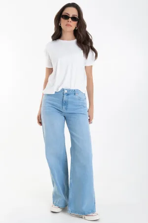 Pantalón wide leg de denim tiro alto