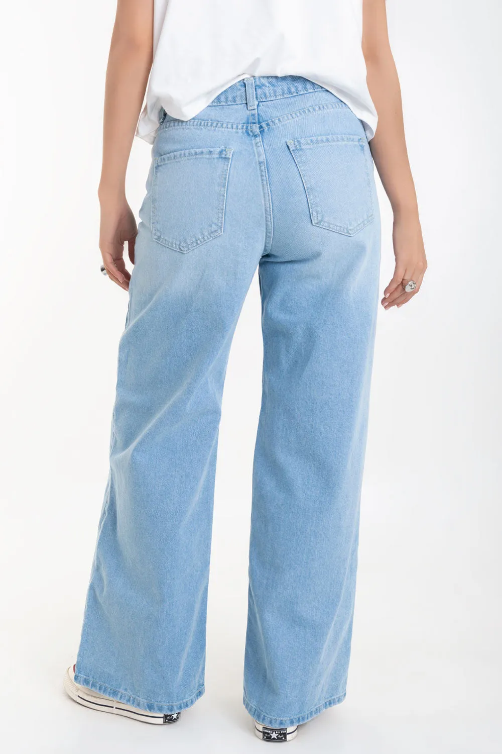 Pantalón wide leg de denim tiro alto