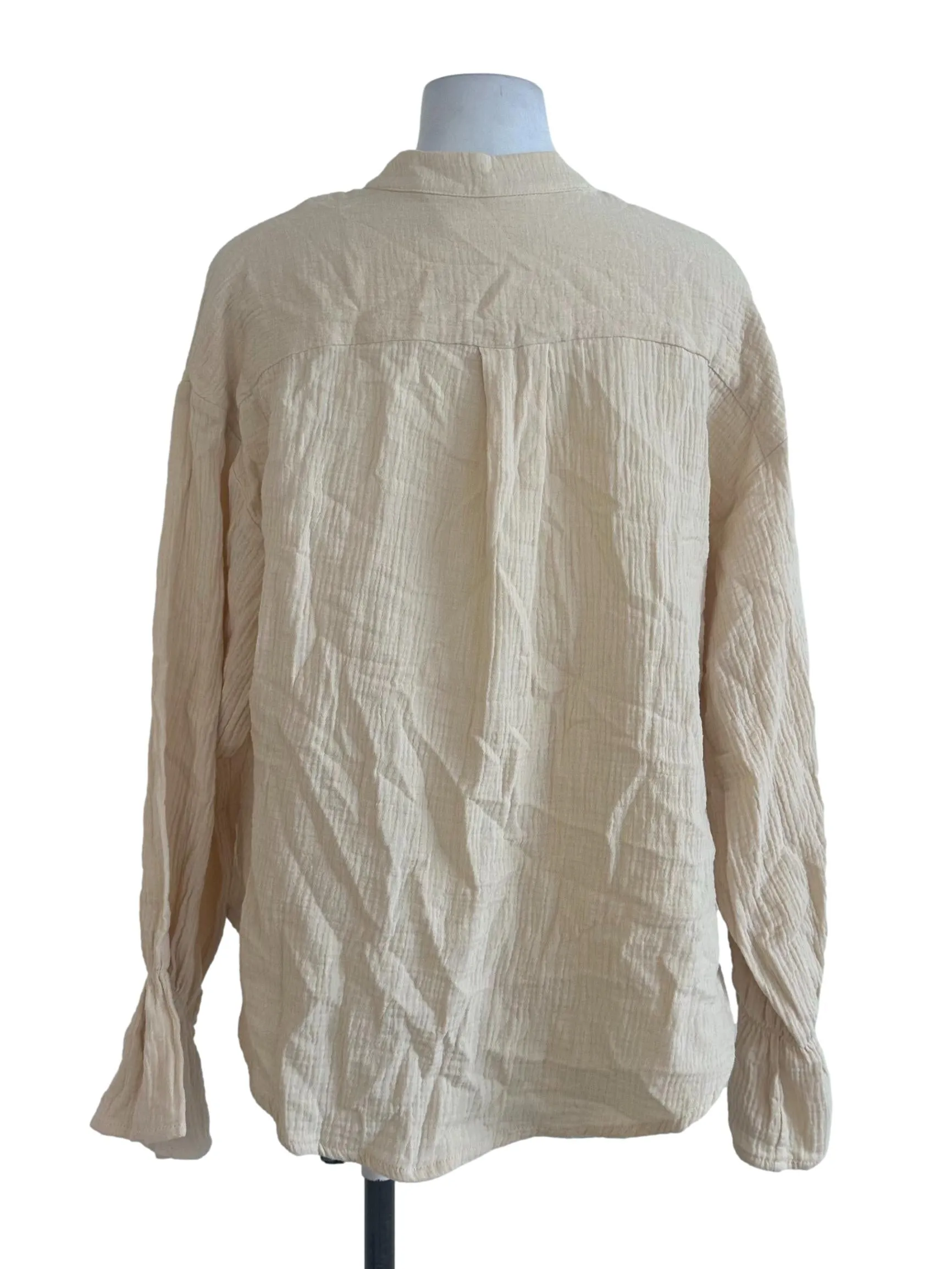 Pastel Yellow Long Sleeve Textured Top TWL