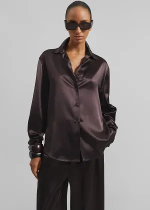 Peri Satin Shirt - Brown