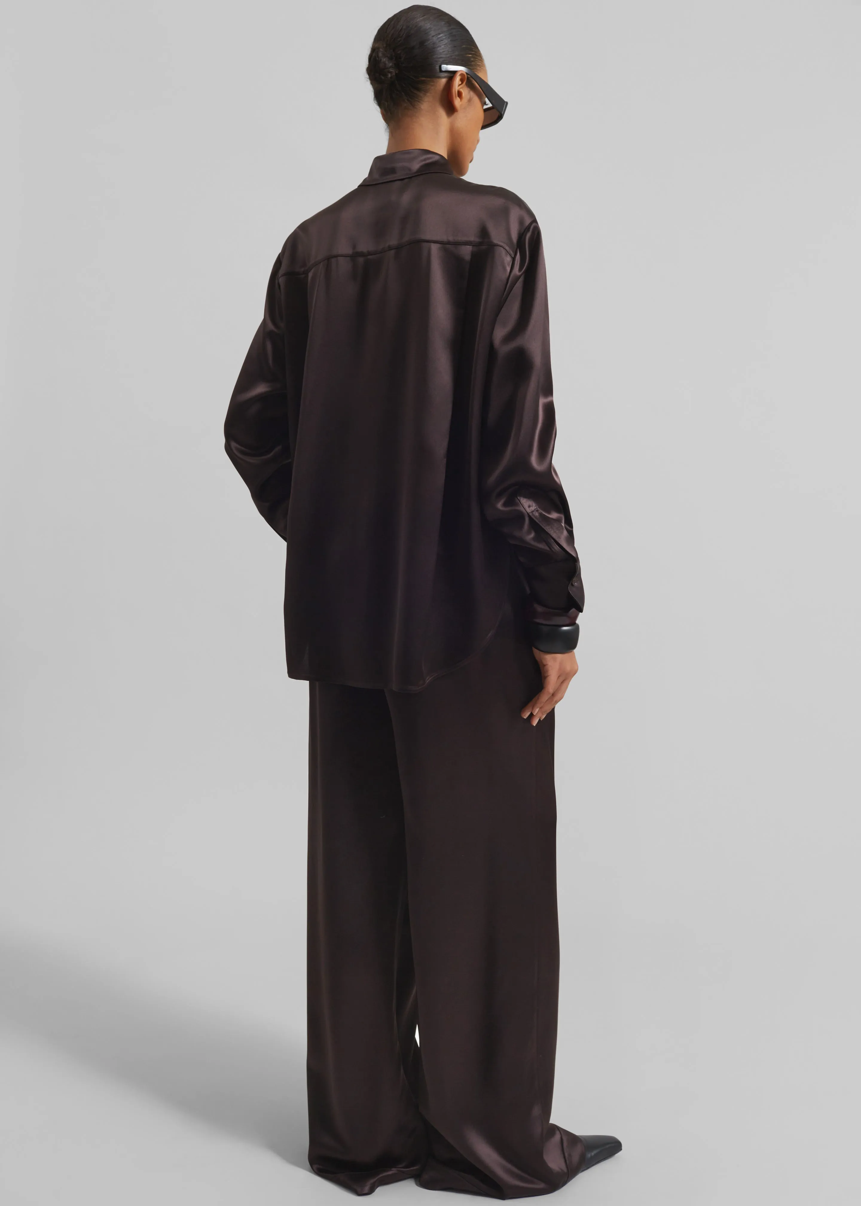 Peri Satin Shirt - Brown