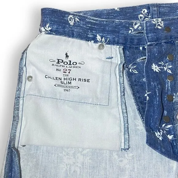 POLO RALPH LAUREN Women's Blue Callen High Rise Slim Jeans Size 27 Button Fly