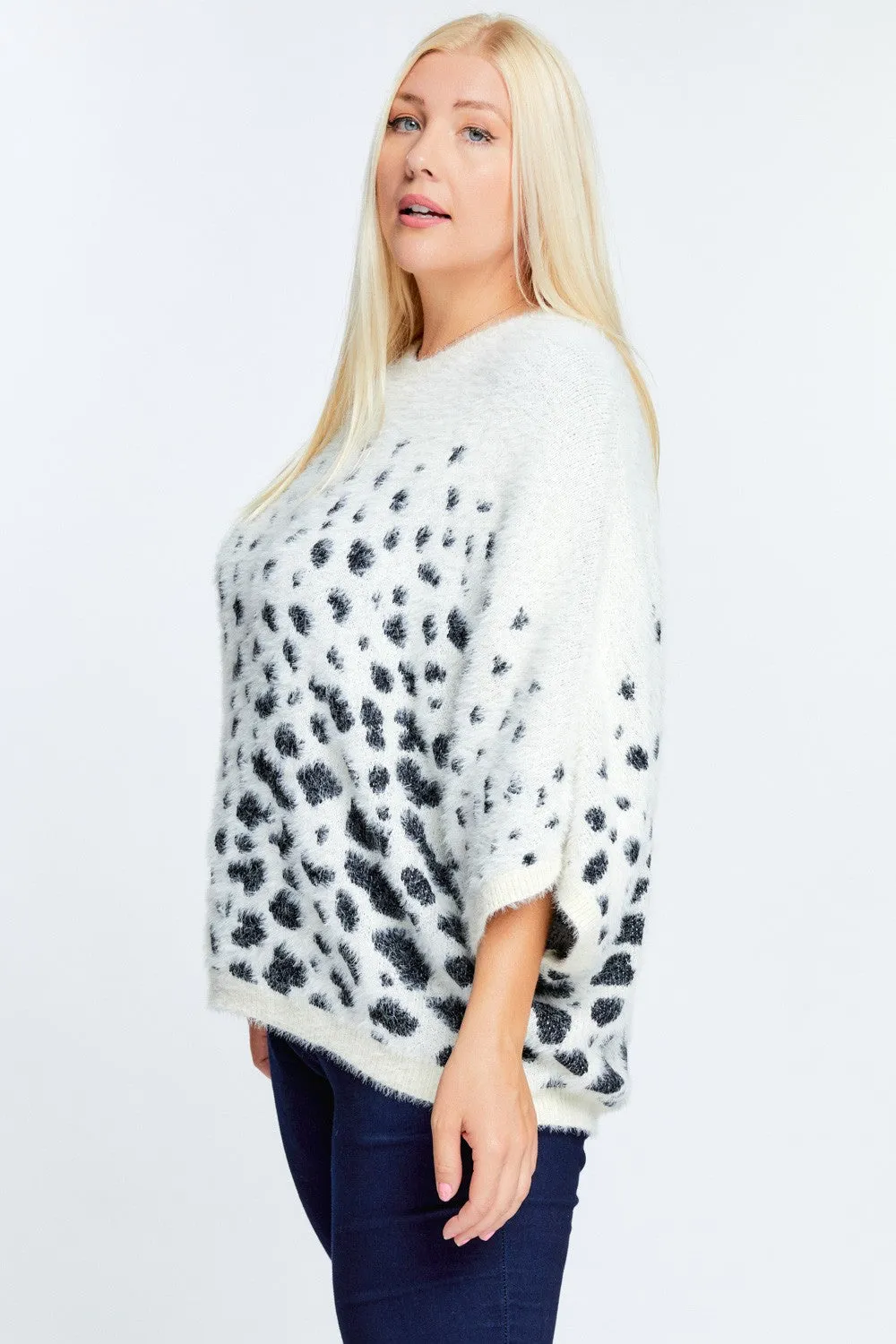 Printed Round Neck Loose Sweater
