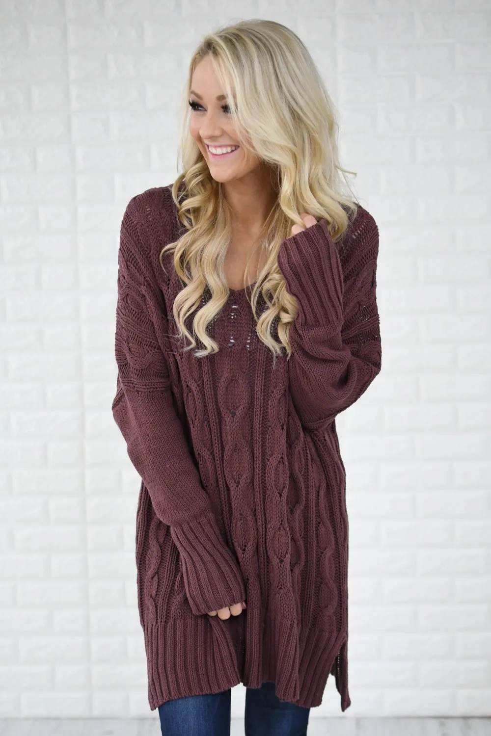 Purple V-Neck Sweater