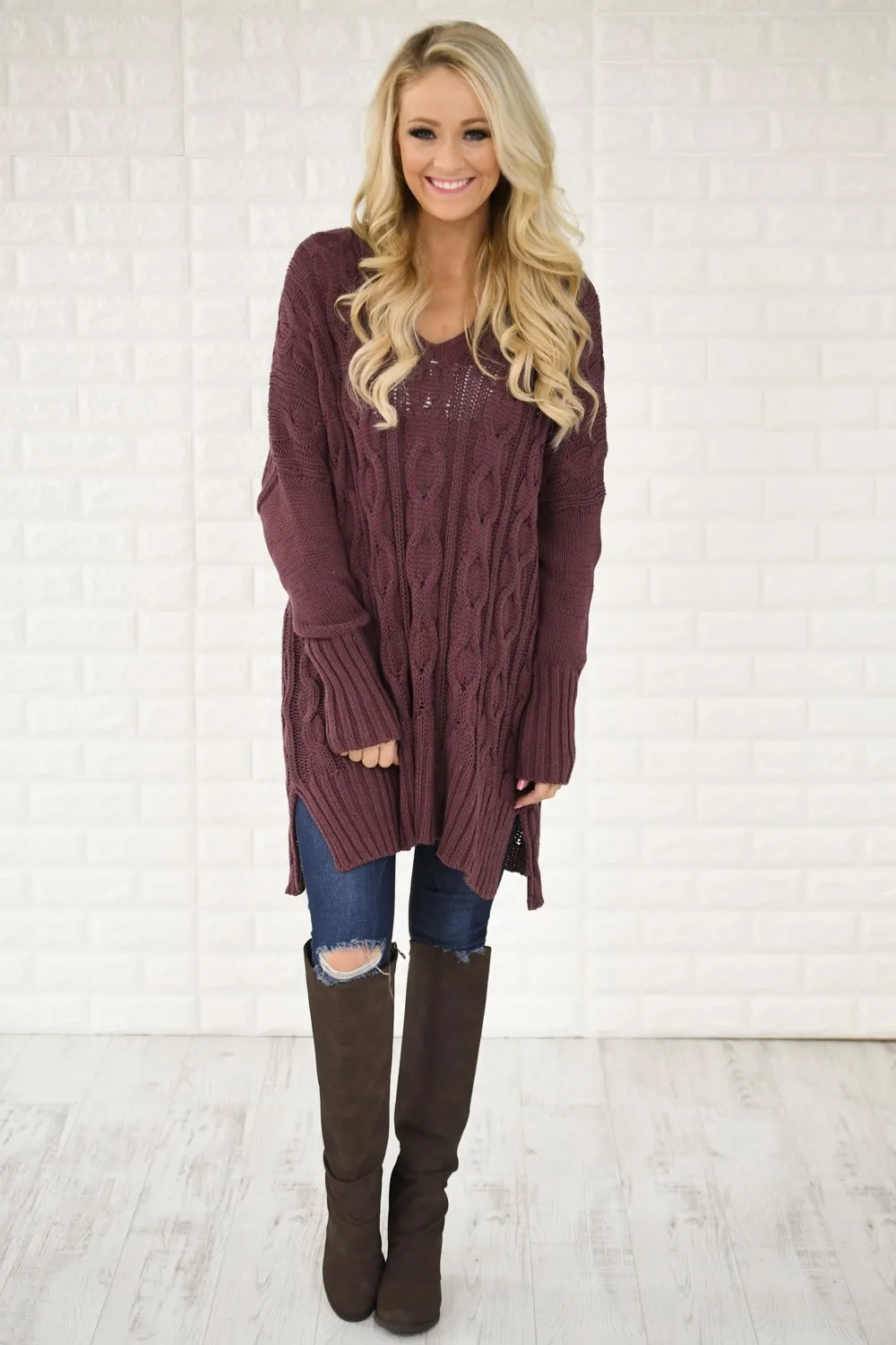 Purple V-Neck Sweater