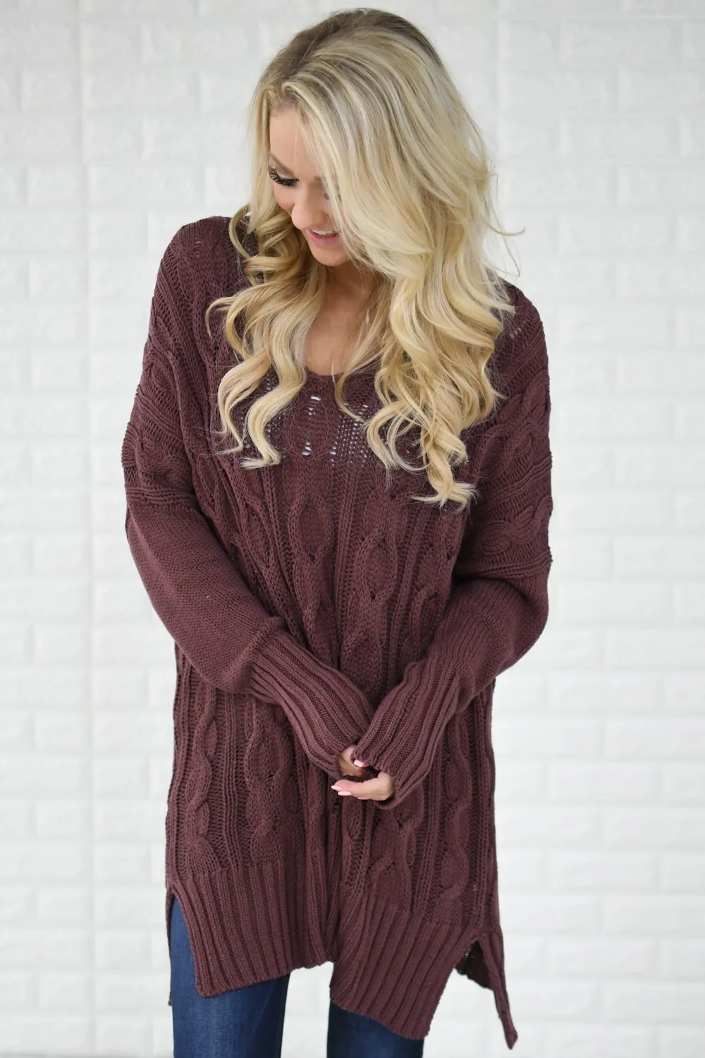 Purple V-Neck Sweater