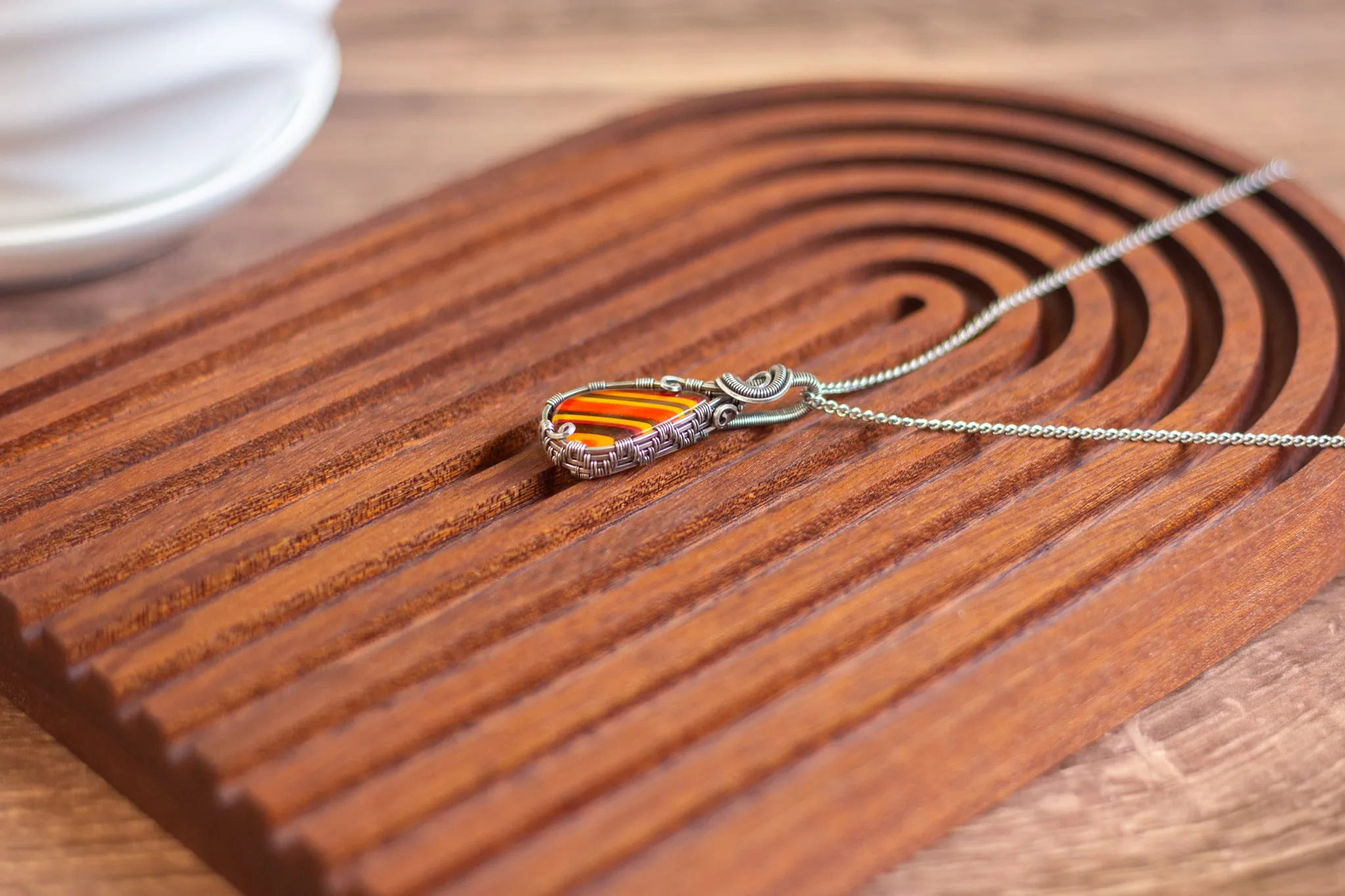 "Shades of Fall" Sterling Silver Teardrop Pendant