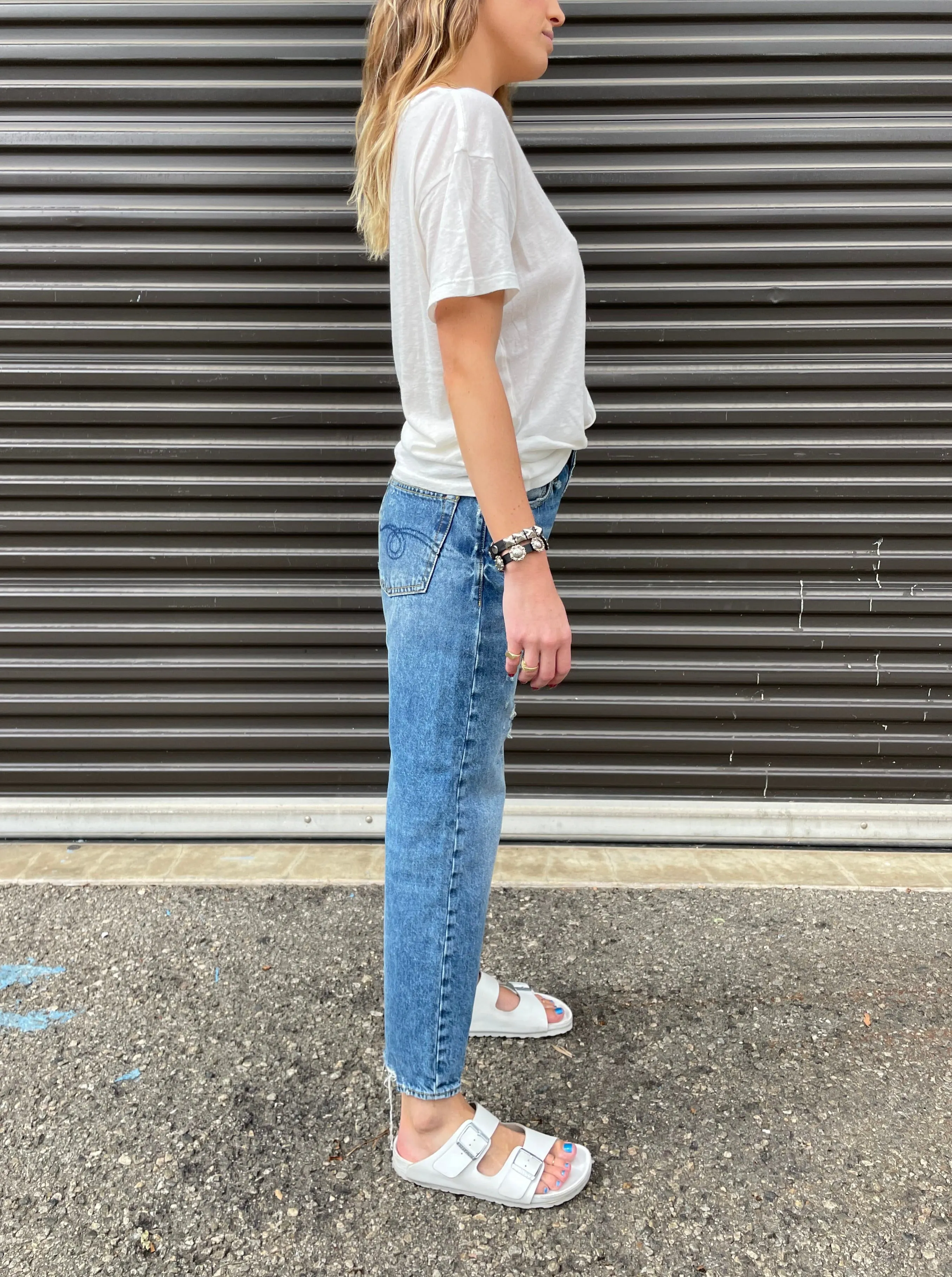 R13 Boyfriend Jean - Bain with Rips