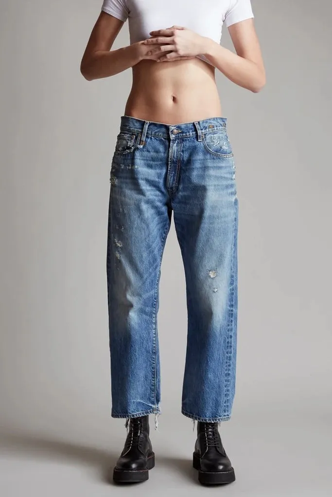 R13 Boyfriend Jean - Bain with Rips
