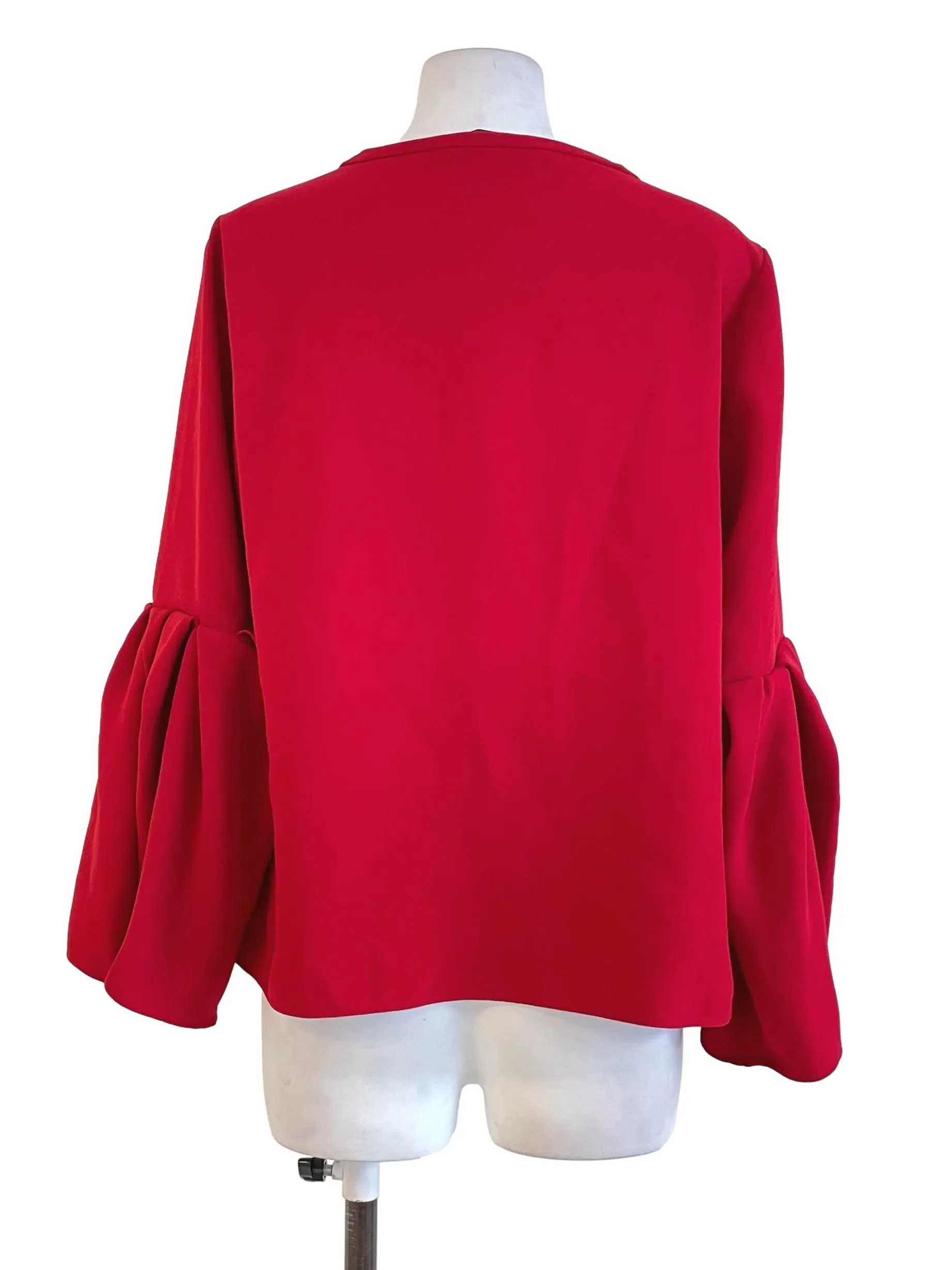 Red Trumpet Sleeves Blouse