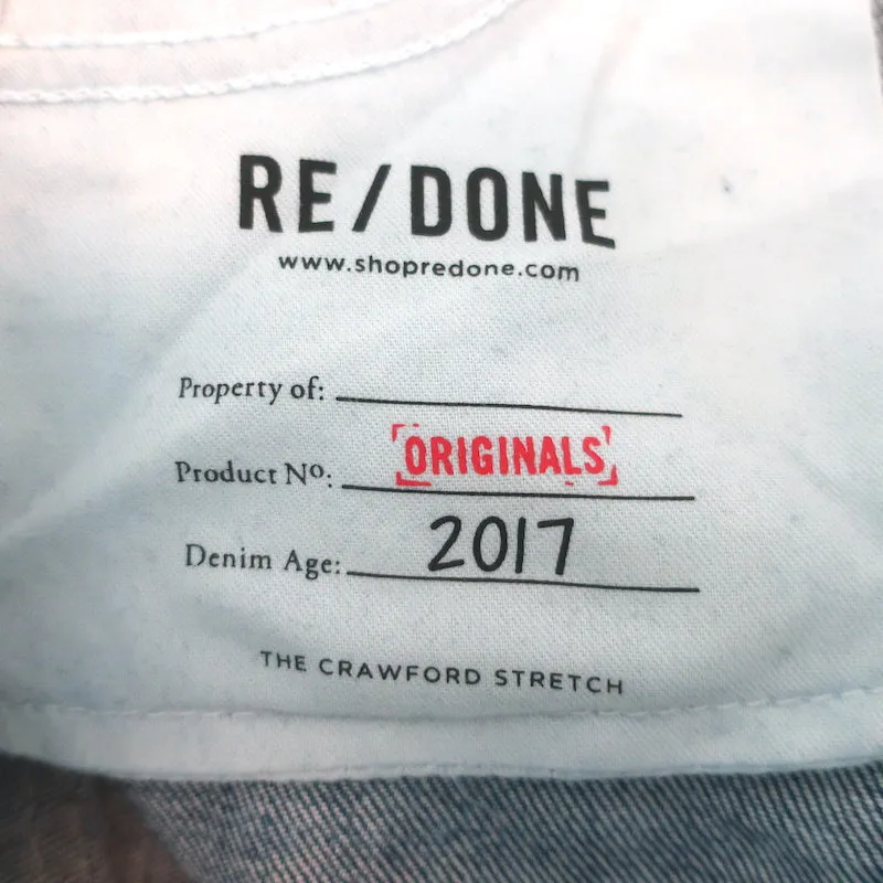 RE/DONE Cindy Crawford High Rise Stretch Jeans Super Light Blue Size 32