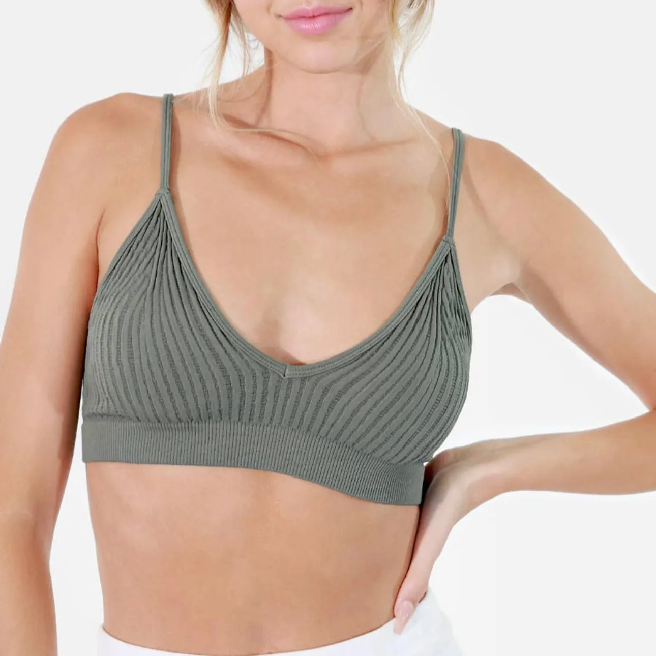 Ribbed Bralette - Velvet Sage - LAST ONE