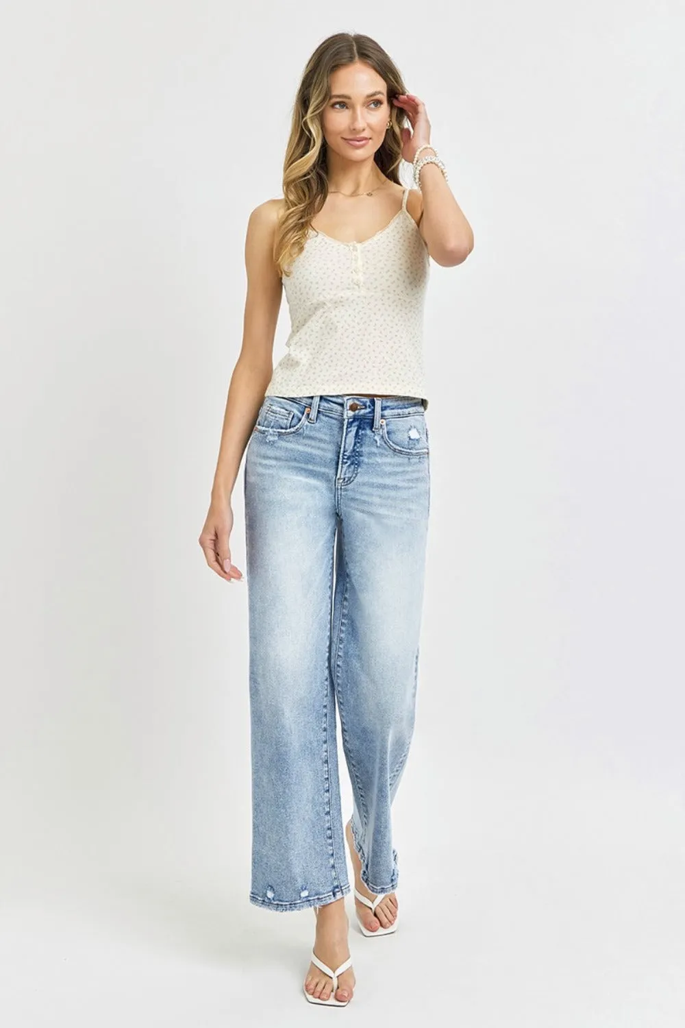 Risen Tummy Control Wide Leg Jeans