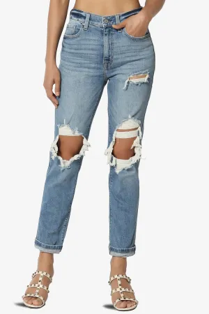 Rocky High Rise Ripped Boyfriend Jeans Ice Breaker