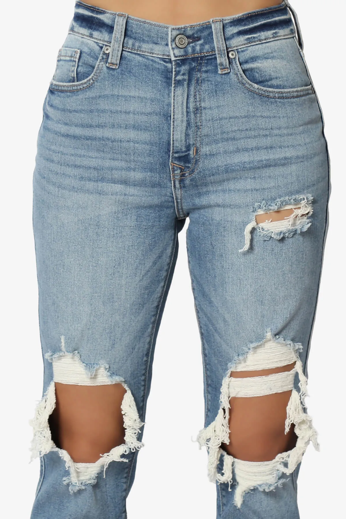 Rocky High Rise Ripped Boyfriend Jeans Ice Breaker