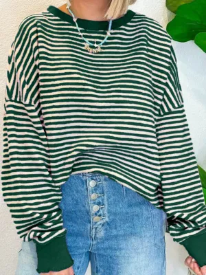 Ronnie Striped Round Neck Long Sleeve Sweatshirt