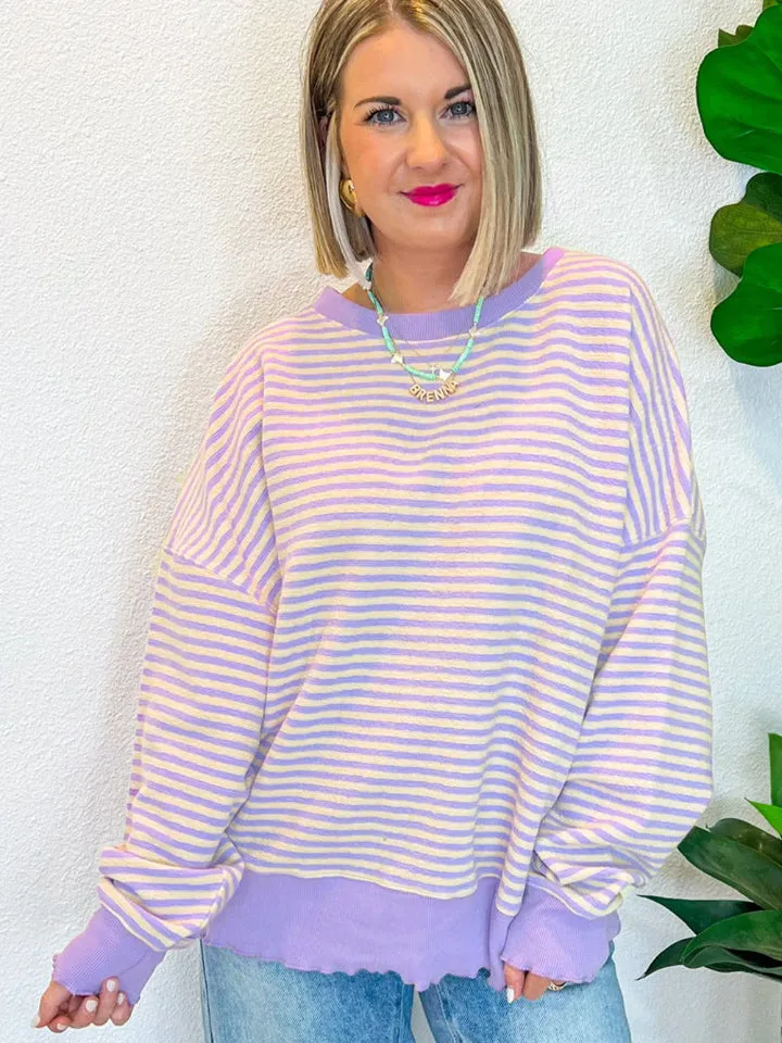 Ronnie Striped Round Neck Long Sleeve Sweatshirt