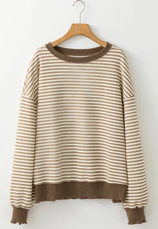 Ronnie Striped Round Neck Long Sleeve Sweatshirt