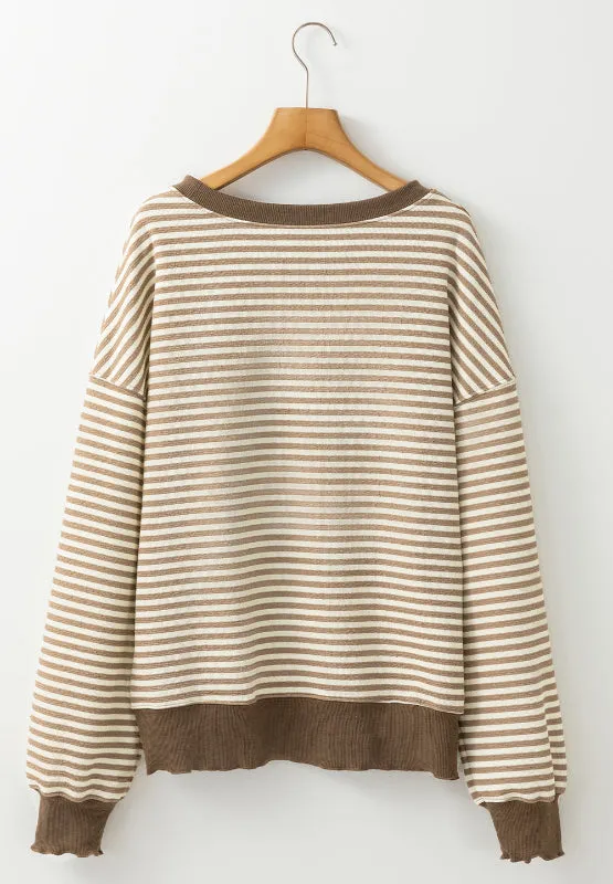 Ronnie Striped Round Neck Long Sleeve Sweatshirt
