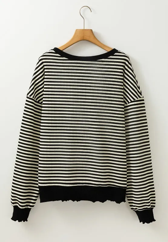 Ronnie Striped Round Neck Long Sleeve Sweatshirt