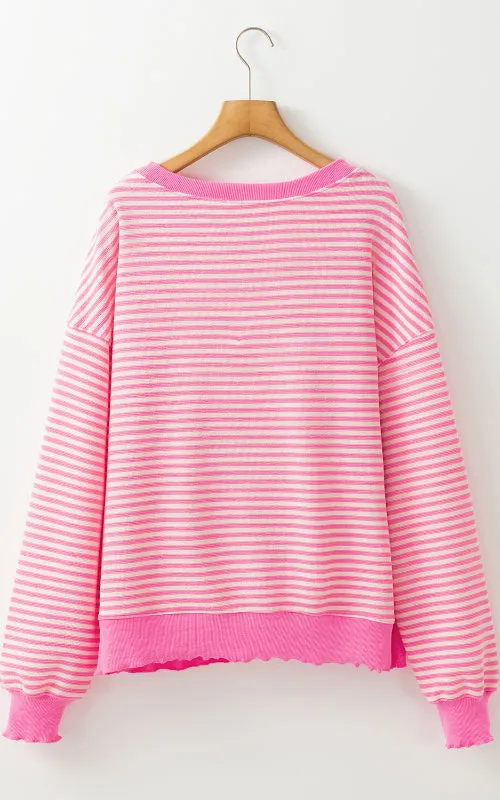 Ronnie Striped Round Neck Long Sleeve Sweatshirt