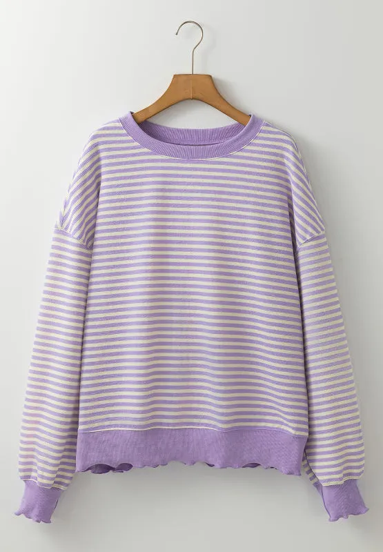 Ronnie Striped Round Neck Long Sleeve Sweatshirt