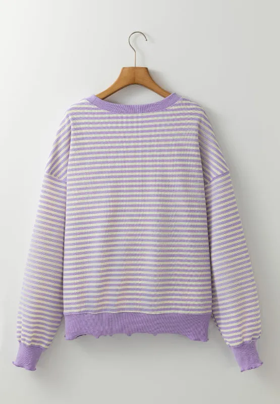 Ronnie Striped Round Neck Long Sleeve Sweatshirt