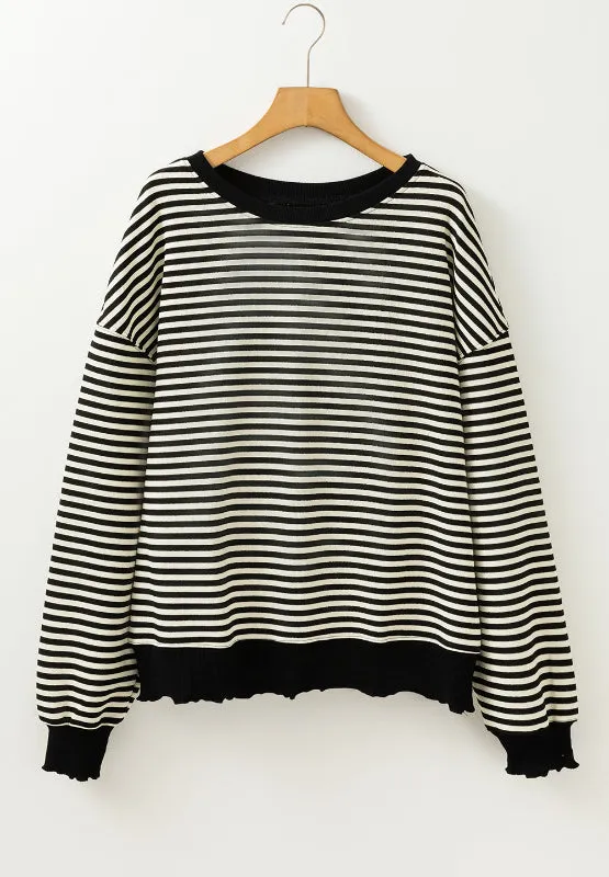 Ronnie Striped Round Neck Long Sleeve Sweatshirt