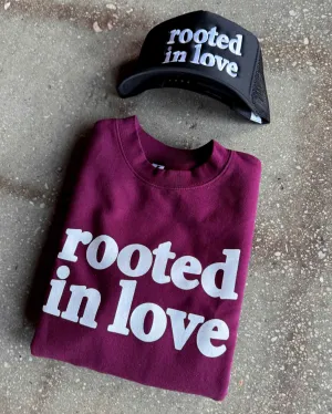 Rooted In Love Adult Sweatshirt & Black Trucker Bundle