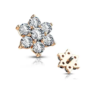 Rose Gold Spring Sparkle Flower Dermal Anchor Top