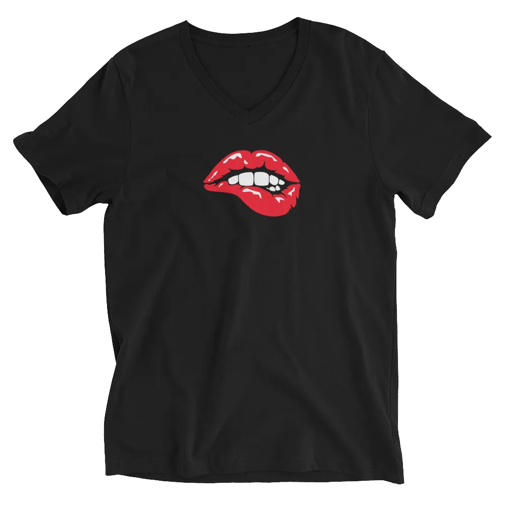 Sexy Mouth Short Sleeve V-Neck T-Shirt