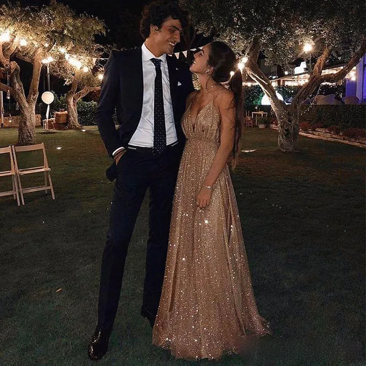 Shinning Spaghetti Straps V-neck Tulle Evening Dresses ,Cheap Prom Dresses,PDY0602