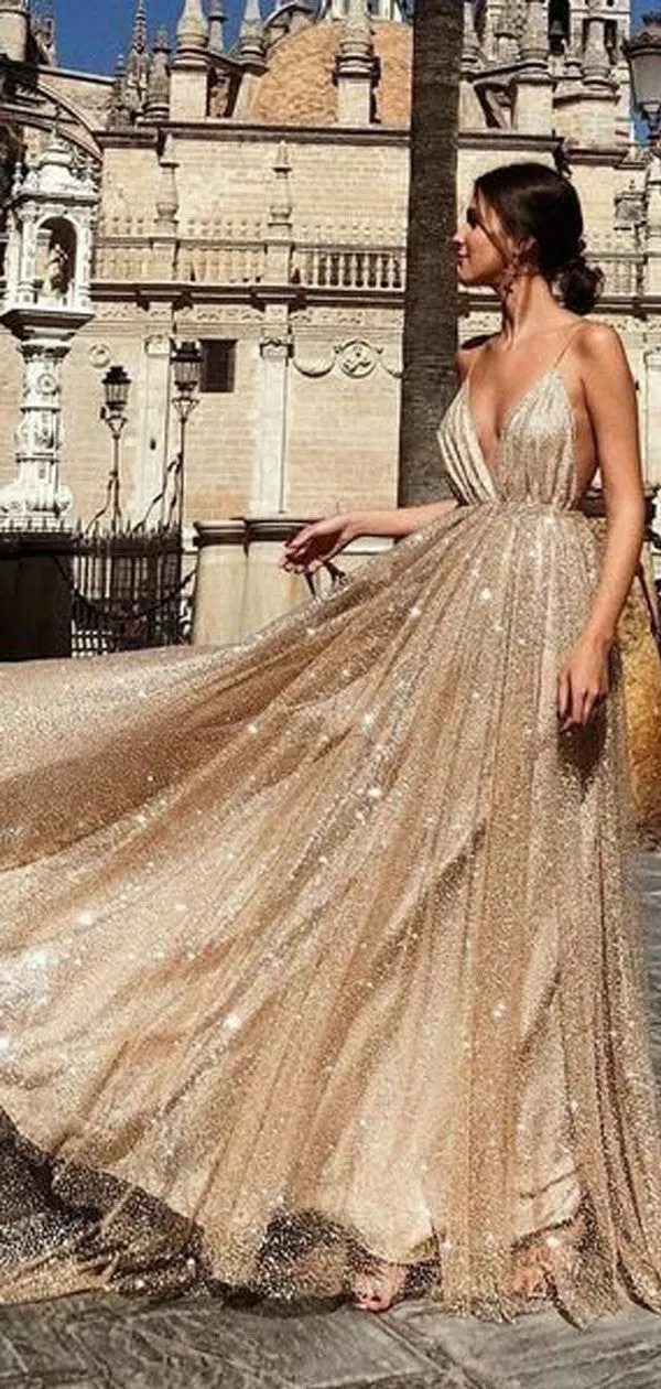 Shinning Spaghetti Straps V-neck Tulle Evening Dresses ,Cheap Prom Dresses,PDY0602