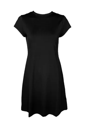 Short Sleeve A-Line Dress in Black