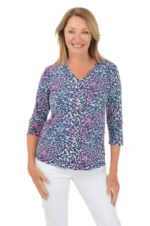 Silver Wild Animal Classic UPF50  V-Neck Top
