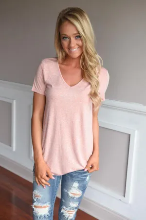 Simplicity V-Neck Top ~ Coral