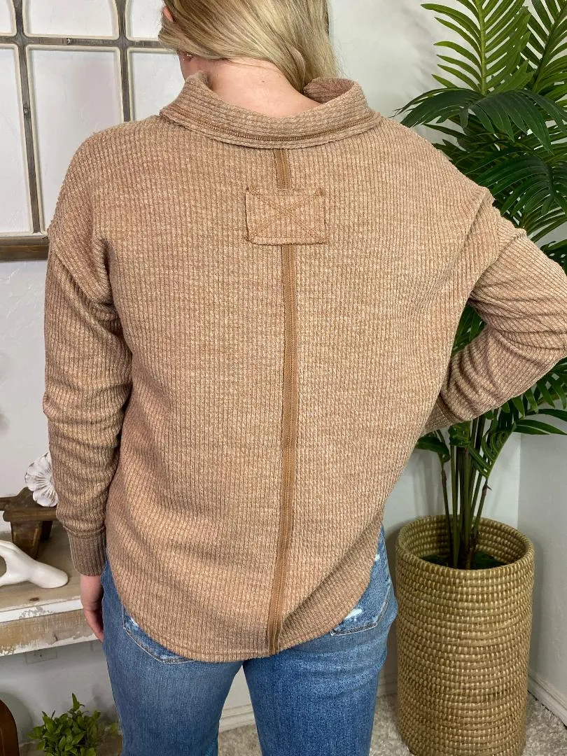 Simply Southern V-Neck Polo in Cream and Sand S-2XL