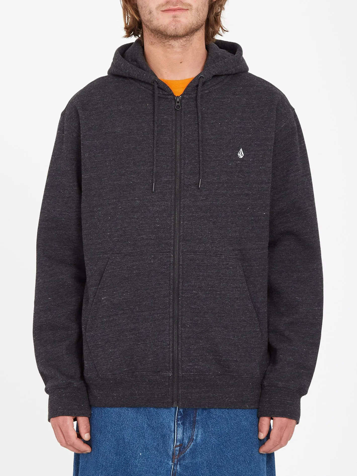 Single Stone Zip Hoodie - HEATHER BLACK