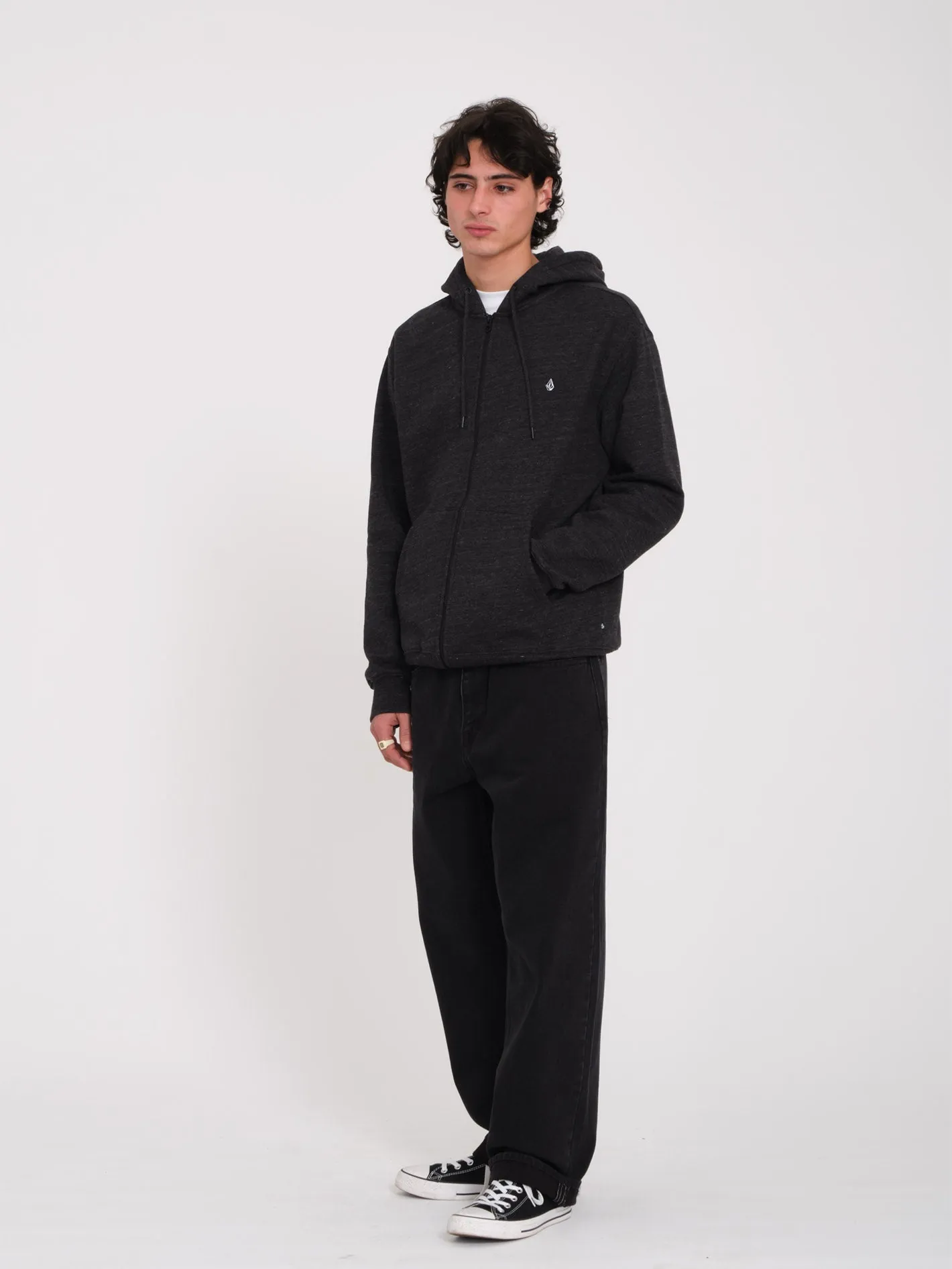 Single Stone Zip Hoodie - HEATHER BLACK